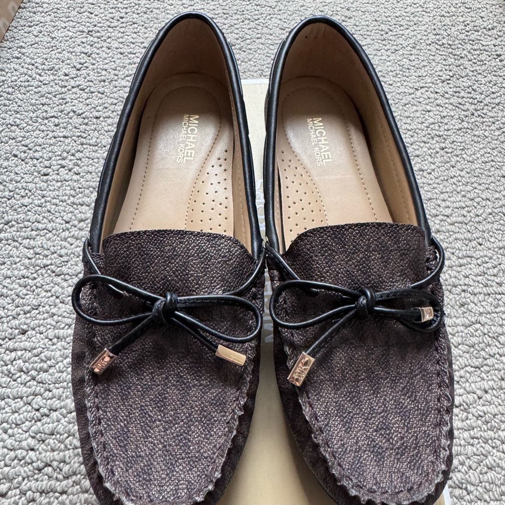 Michael Kors Dark Brown Loafers with Black Trim